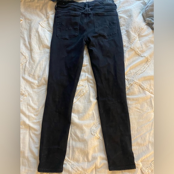 American Eagle black jeans with rips, worn once - Picture 1 of 2